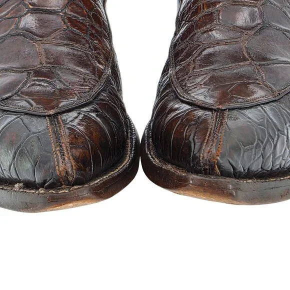 Vintage Exotic Justin Cowboy Boots Mens size 9D Brown Western 9020 White Label - Picture 14 of 16